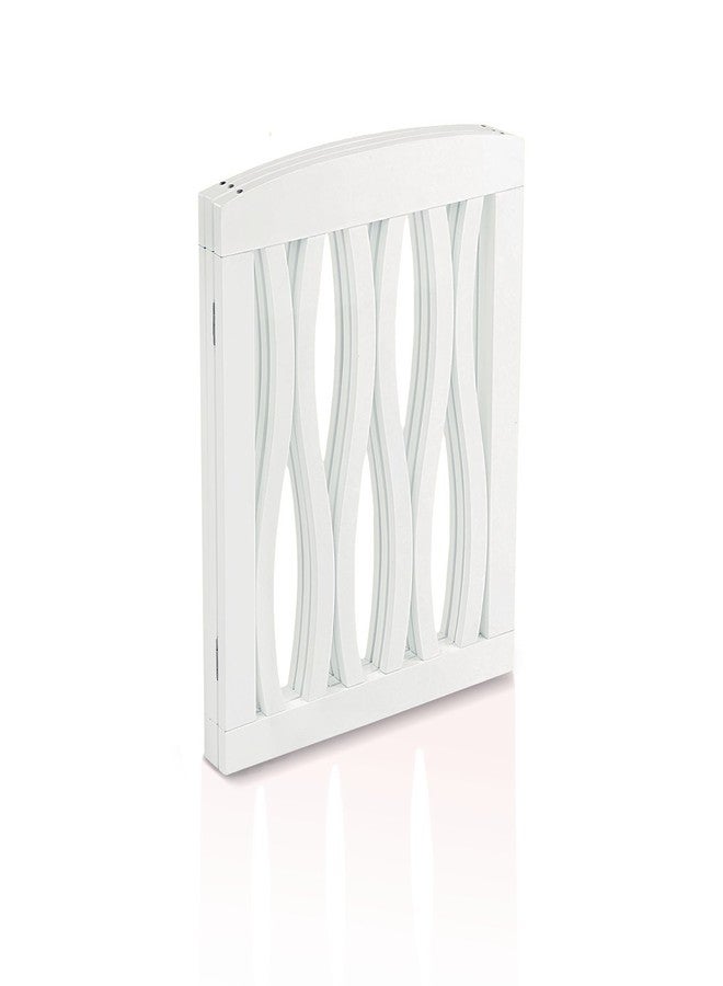 Etna Wooden Pet Gate, Foldable and Freestanding, For Indoor Home and Office Use. Keeps Pets Safe [White Cascade Wave Decorative Design. Easy Set Up, No Tools Required] - Image 3
